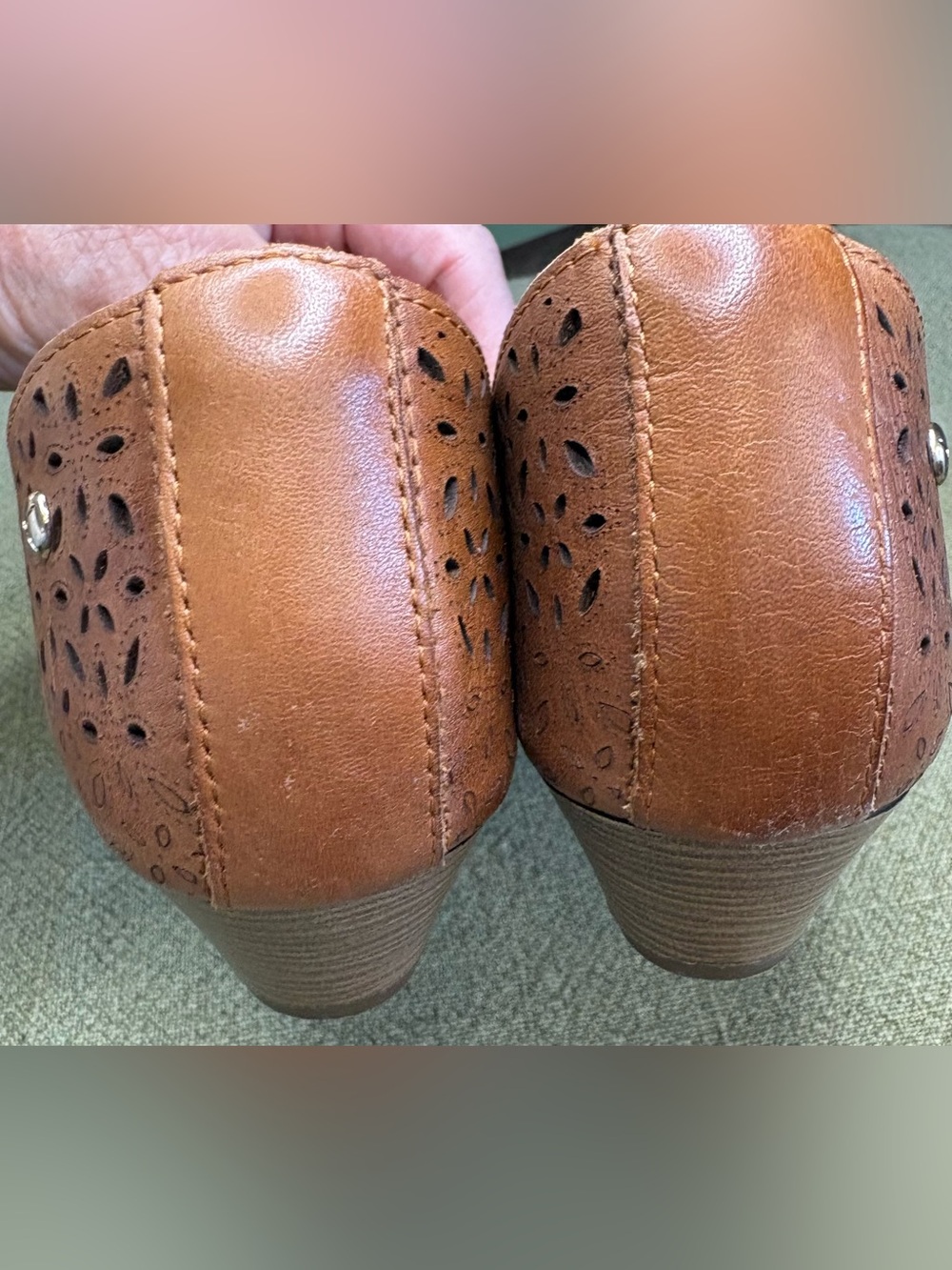 PIKOLINOS Elba Perforated Leather Pump in Brandy Leather w 1.5” Kitten Heel 7.5 - Picture 12 of 14